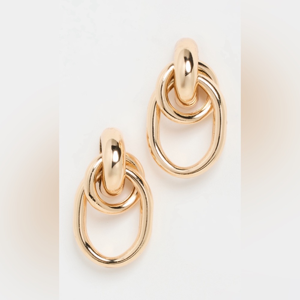 Shashi Gianna Earrings Gold Triple Hoop Knot